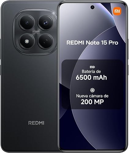 XIAOMI Smartphone Redmi Note 15 Pro NFC, 8 + 256 Go, Couleur Noir, IP65, écran AMOLED, Android 15, processeur Mediatek Helio G200 Ultra, Appareil Photo 200 MP, 6,77 Pouces, 45W, sans Chargeur