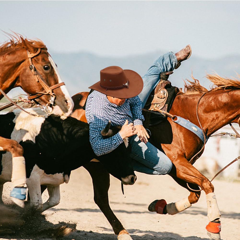 Chapeaux Cowboy Style Western pour Hommes,Chapeaux Fedora à Large Bord pour Femme,Costume de Cowgirl,Chapeau Western,Chapeaux de Soleil Chapeau d'équitation (FR/ES, Alpha/Lettres, M, Marron)