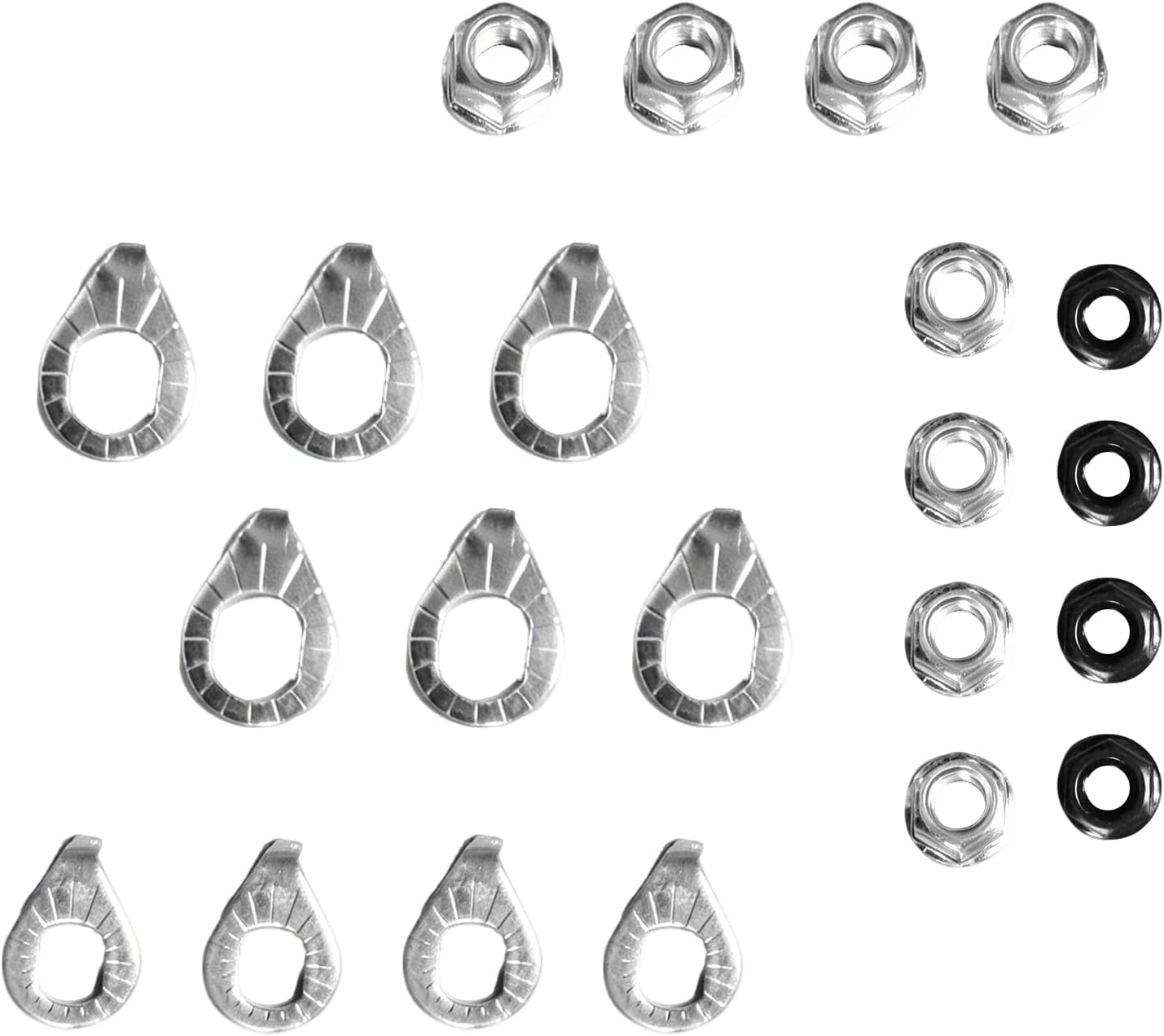 Bike Axle Nuts & Safety Washers Kit, Anti-drop Bicycle Wheel Hub Nuts, Front & Rear Wheel Fastener Replacement Kit, Universal for Most Bikes (White)