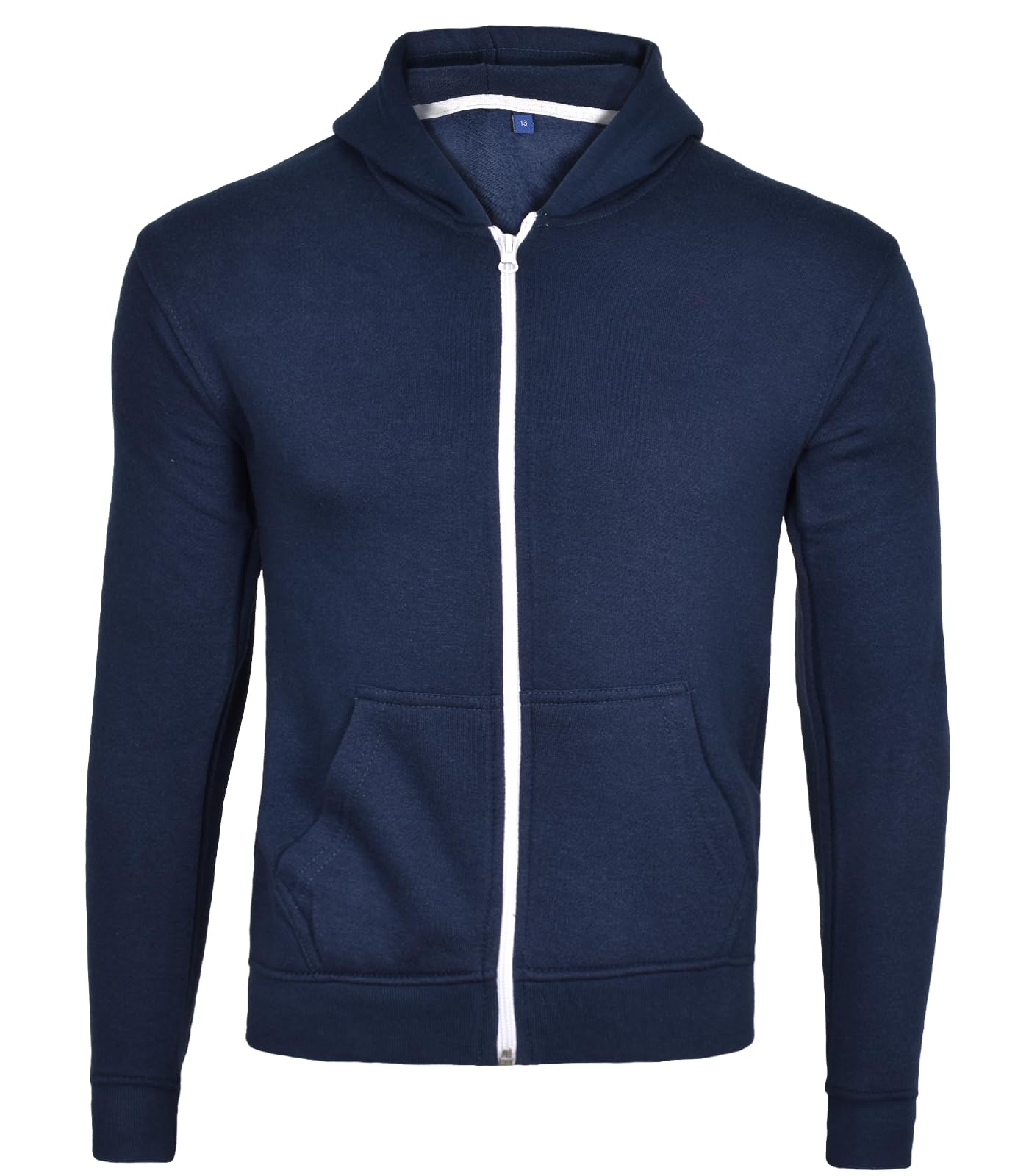 True Face Kids Fleece Zip Up Hoodie Hoodies for Boys and Girls, Casual Hoody Comfy Zipper Jackets for Children Plain Hooded Sweatshirt PE School Jumper (Navy - No Cord,9-10 Years)