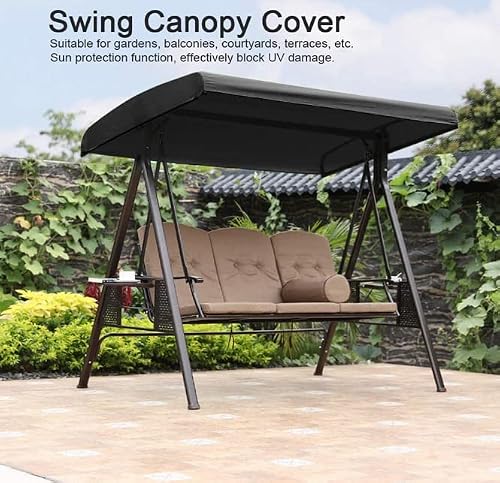 Bordstract Replacement Canopy, Swing Chair Canopy Replacement Swing Canopy Cover Waterproof Garden Swing Chair Canopy Cover For Outdoor Patio Garden Poolside Balcony(Black) #TOP1