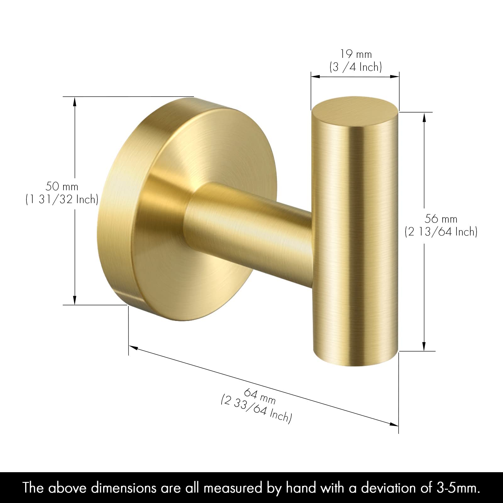 2 ganchos dorados para toallas, multifuncionales, gancho para colgar en la pared, gancho para bata para baño y cocina, acero inoxidable SUS304