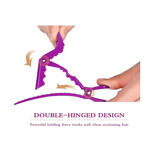 Miniatura 4 de 6 pinzas de plástico antideslizantes para el cabello, pinzas profesionales de peluquería para seccionar, pinzas de cocodrilo para cabello grueso,