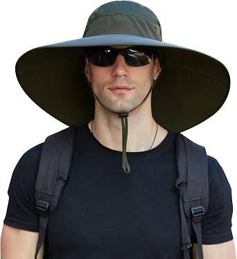 HUAMULAN Men Women 6" Wide Brim Sun Hat Summer Fishing Hats UV Protection
