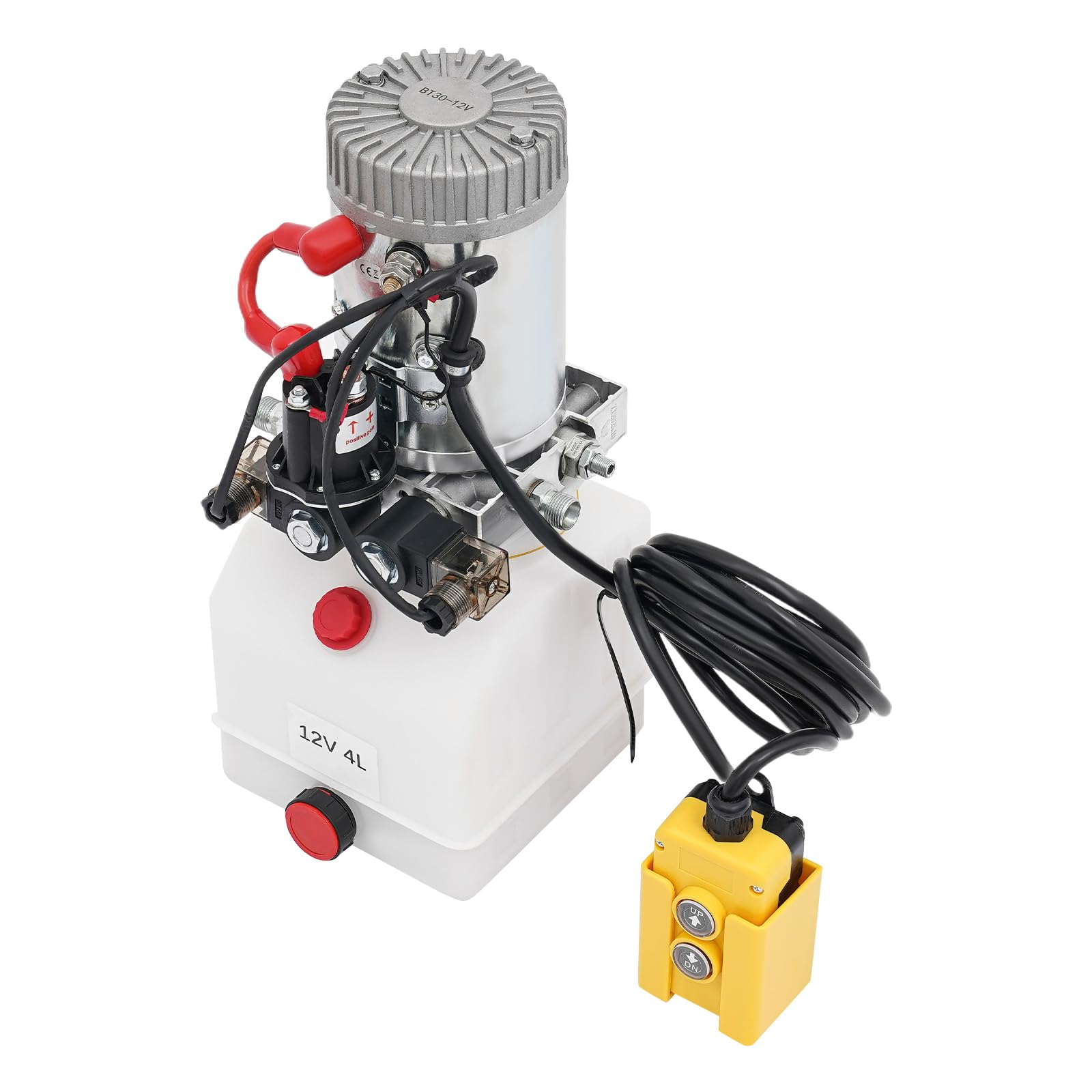 Doppeltwirkende Hydraulikpumpe | 12 V 3QT Hydraulikpumpe Hydraulikaggregat mit Kabelfernbedienung Bidirektional, 3000W Hydraulikaggregats für Kippanhänger Hebebühnen