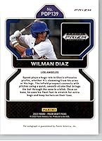 Vista 2 de 2022 Panini Prizm Draft Picks Prizms Neon Pink Velocity #139 Wilman Diaz RC Rookie Los Angeles Dodgers Baseball Trading Card