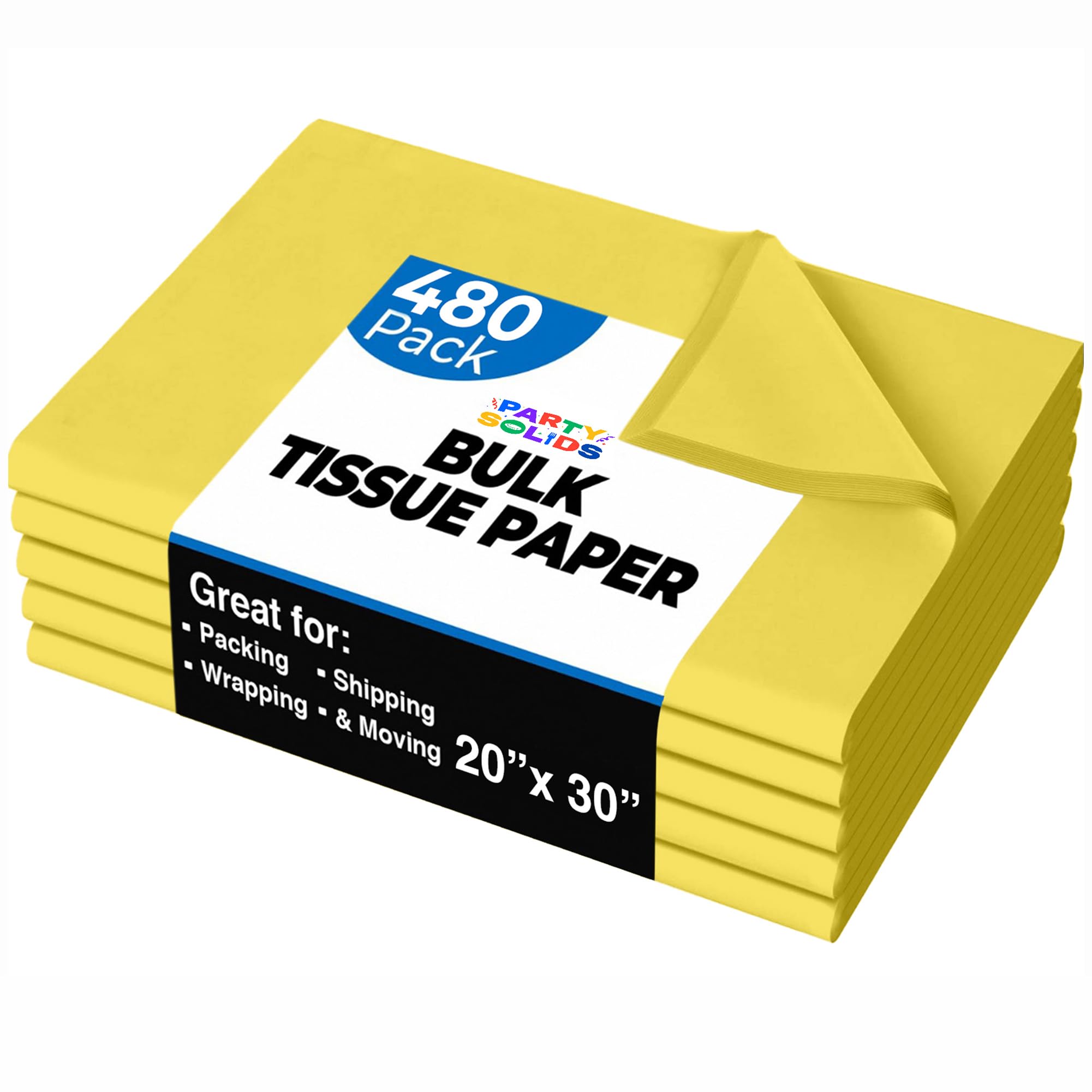 Party Solids Yellow Tissue Paper for Gift Bags 20" X 30" 480 Sheets