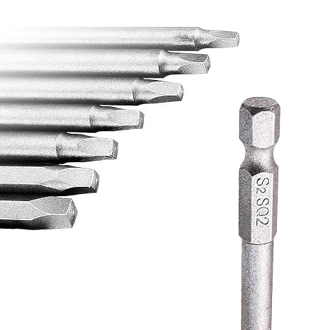7PCS 150MM Long Magnetic Square Head Screwdriver Bits, 1/4-Inch Hex Shank Square Tip Screwdriver Drill Bit Set