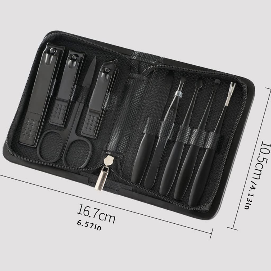 Manicure Set Stainless Steel Nail Clippers Set 9-Piece Nail Art Manicure Pedicure Tool Travel Manicure Kit Indoor and Outdoor Portable Manicure Nail Clippers Kit (Color : Red)
