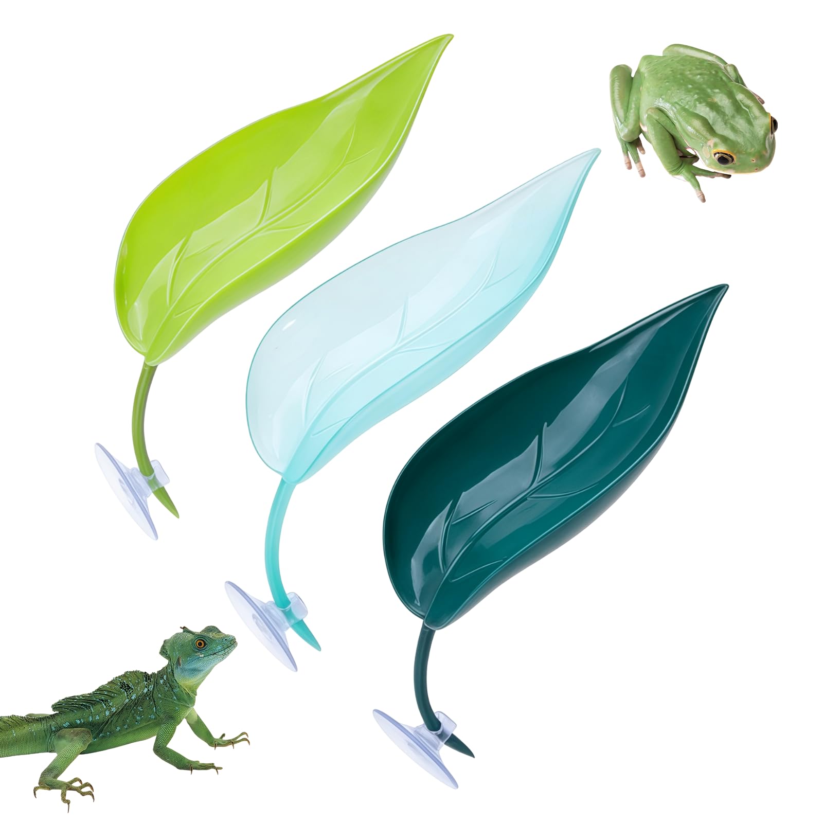 Glitzville 3Pieces Betta Leaf Hammock Multicolor Plastic Fish Tank Simulation Leaf Bed with Suction Cup Comfortable Betta Bed and Toys for Small Reptiles Aquarium Decor