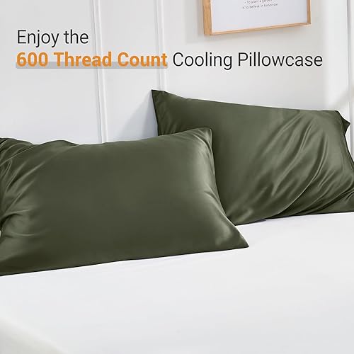 Miniatura 6 de Warmstar Juego de 2 fundas de almohada refrescantes de 600 hilos tamaño King, rayón derivado del bambú, fundas de almohada para personas que duermen
