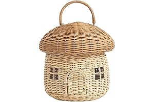 Mushroom-Shaped Handmade Rattan Storage Basket
