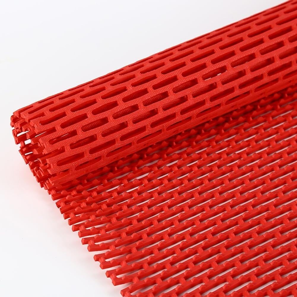 QYMYOZ Multi-functional PVC Bathroom Mat With Openwork Design Red Floor Protection(60 * 90cm)