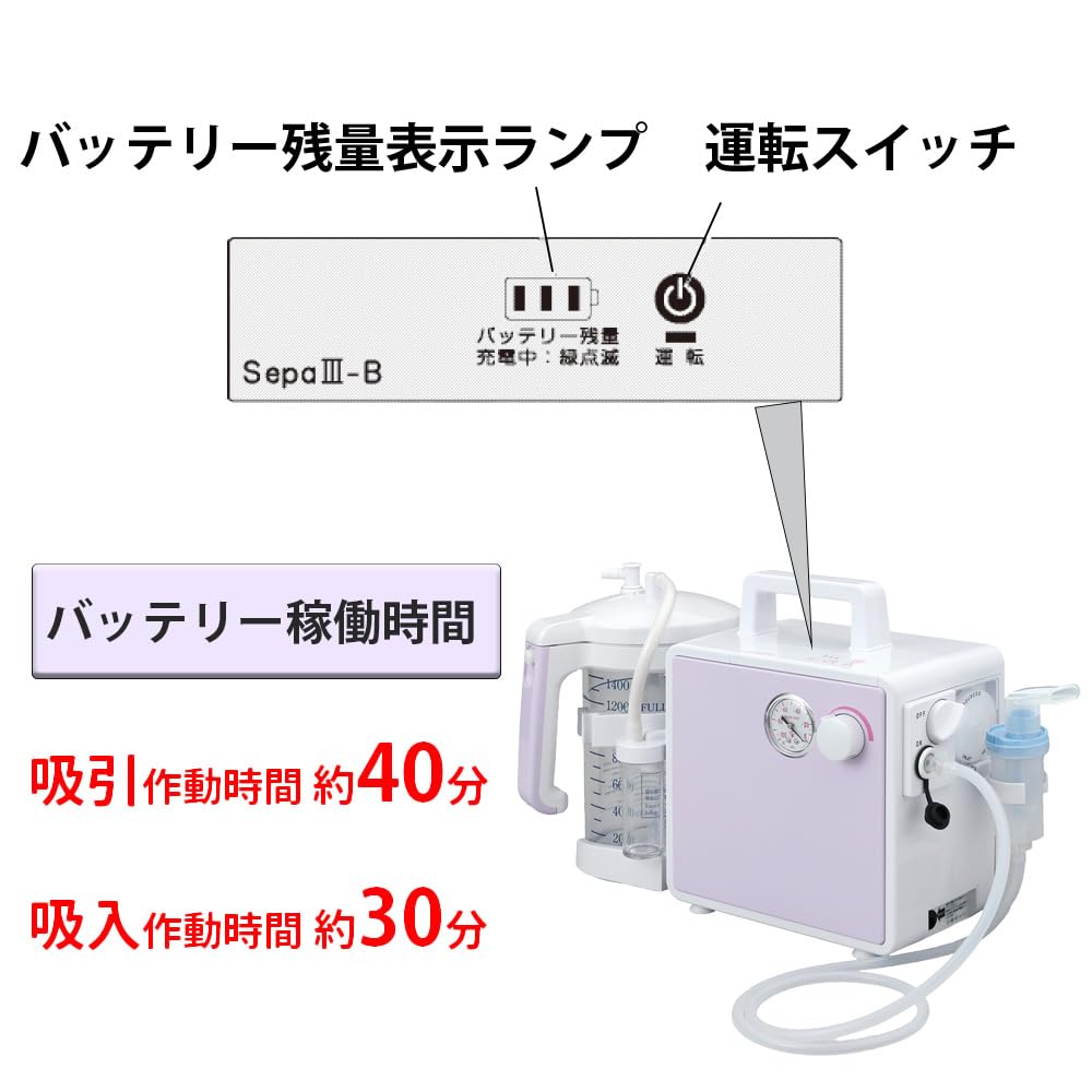 Amazon.co.jp: 吸入・吸引器両用 セパIII-B バッテリー内蔵(セパ3-B