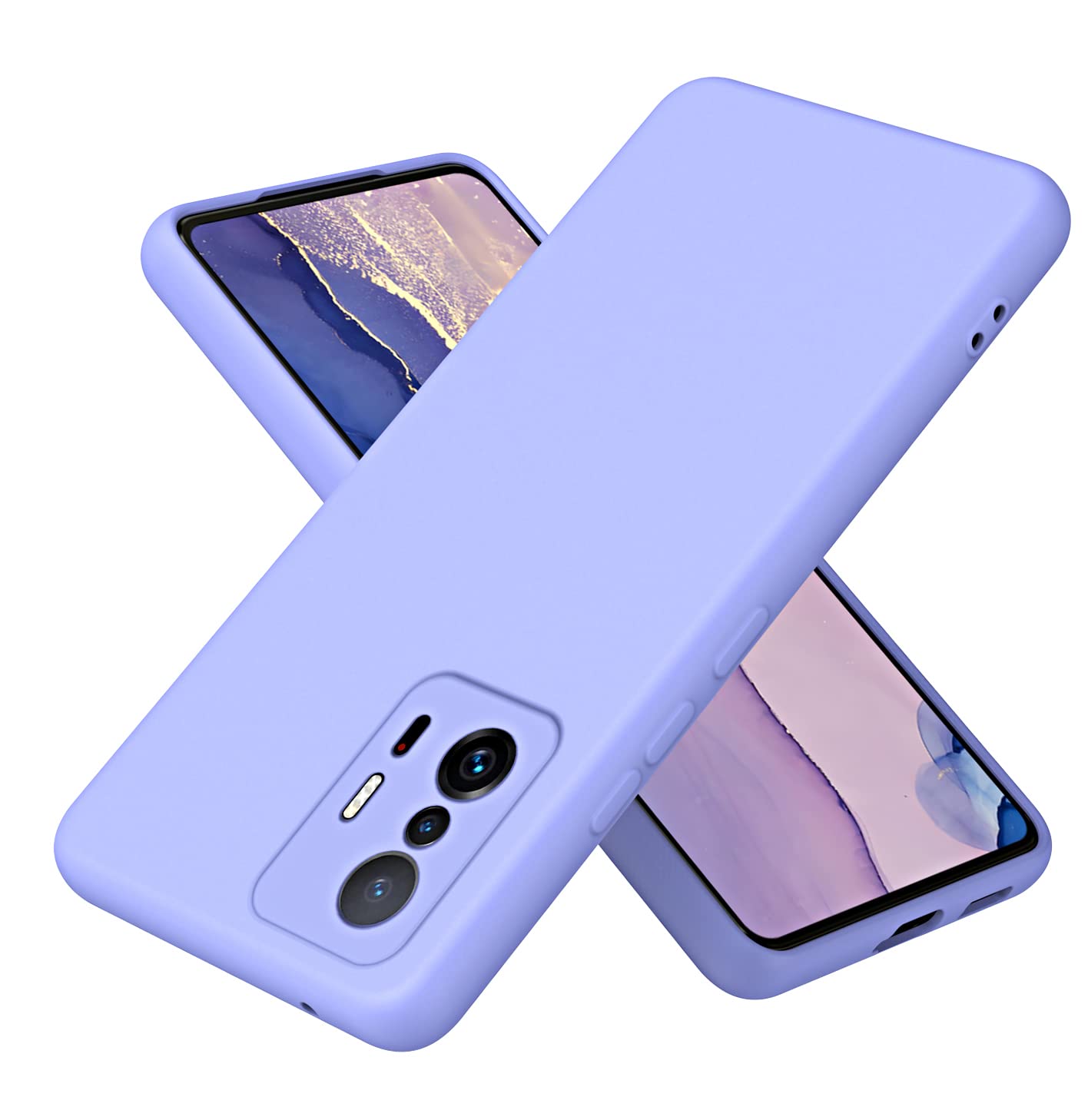DESSEN Silicone Liquido Cover per Xiaomi Mi 11T 5G / Xiaomi Mi 11T Pro 5G, Custodia in TPU Morbido, Ultra Leggero, Ultra Sottile, Resistente al Sudore, Antiurto Bumper Case. Viola