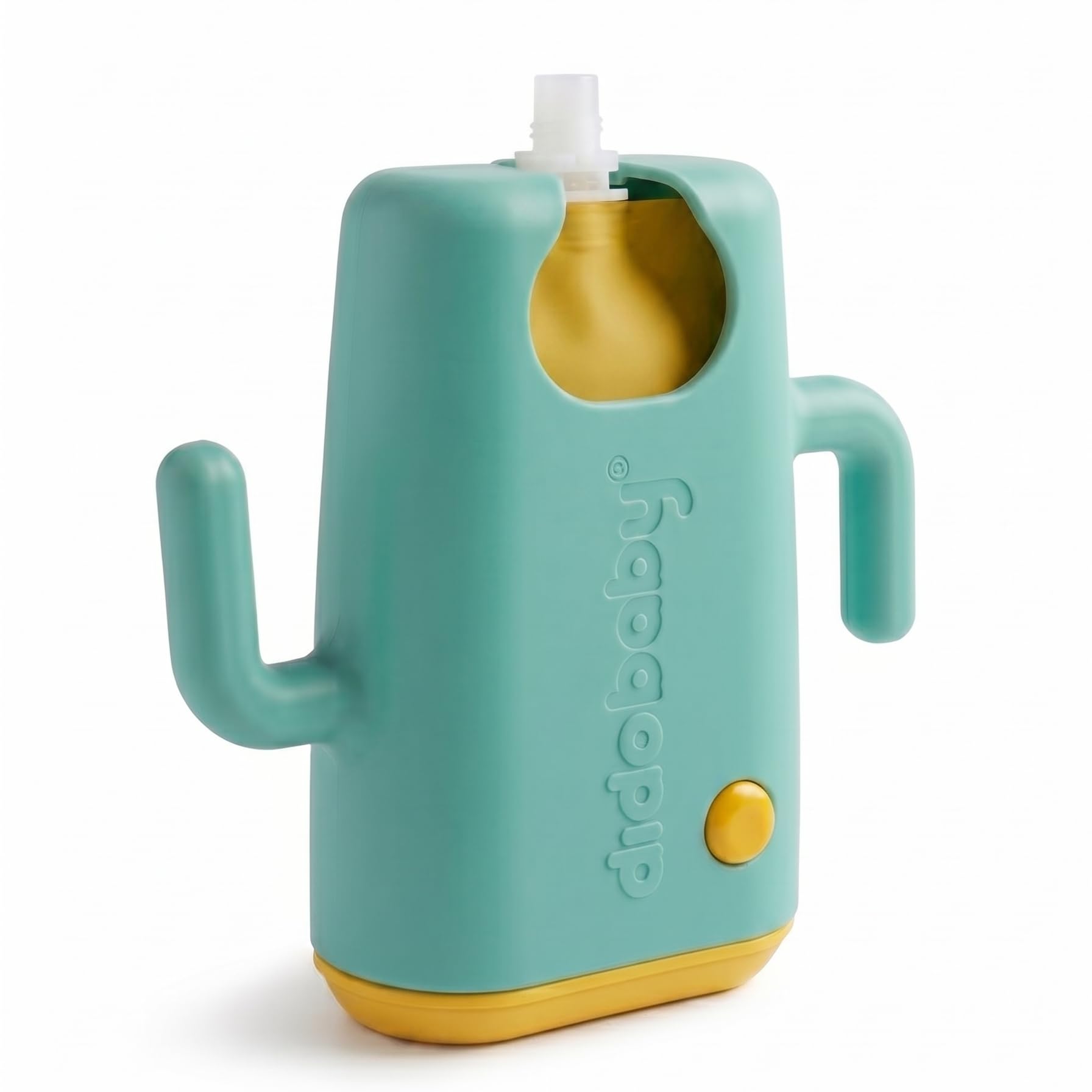 DIDOBABY Didopoucher - Squeeze Proof Holder for Food Pouches - Allows Baby to Self-Feed and Avoid Messes - 2 in 1, Also for Drink Boxes - Encourages Self-Feeding - Ergonomic Handles - Turquoise