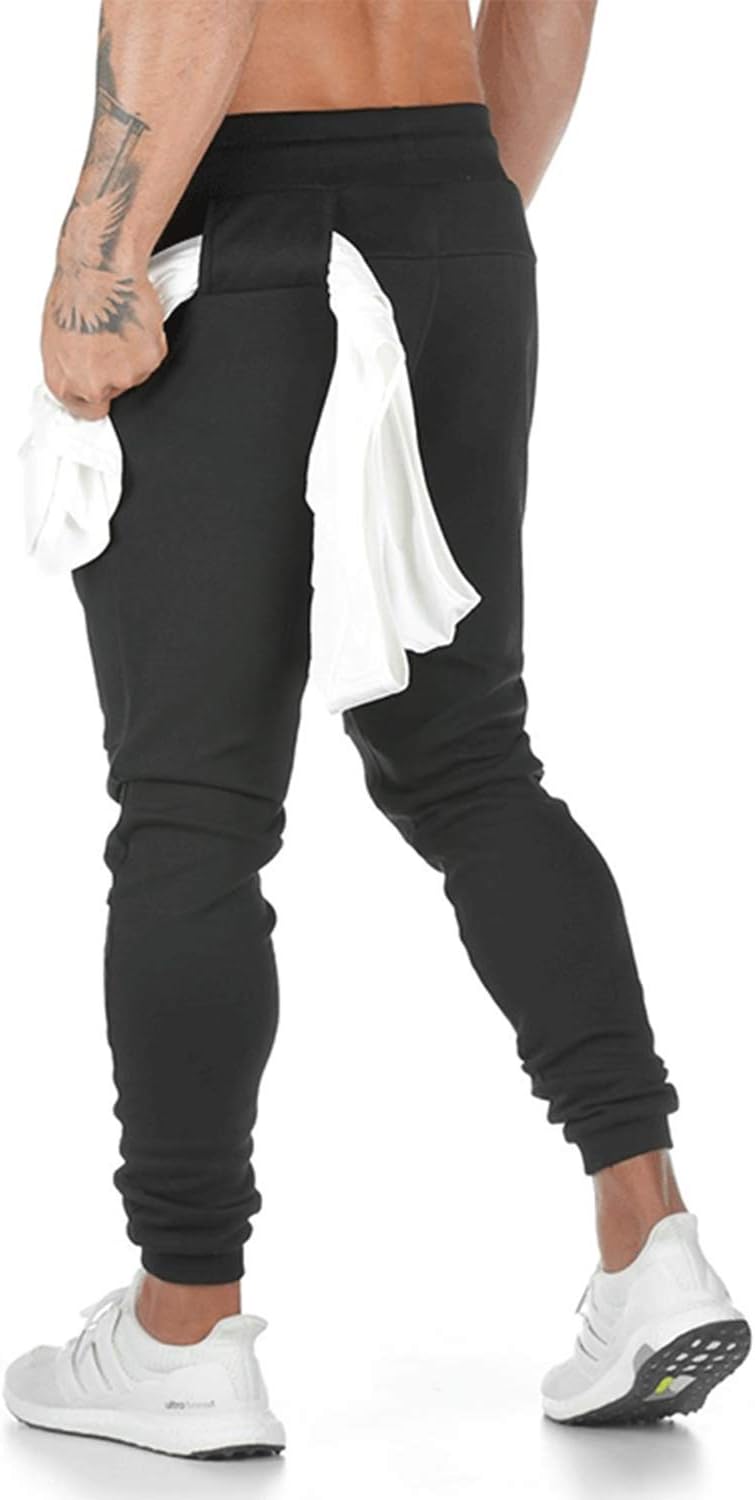 Men's Gym Joggers Workout Pants Athletic Sweatpants with Zipper Pockets