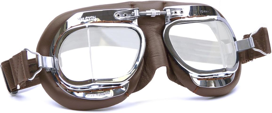 Yasirona Zmaomaoy HDM Products Mk49 Leather Motorcycle Goggle for Open Face Helmets Brown-L8