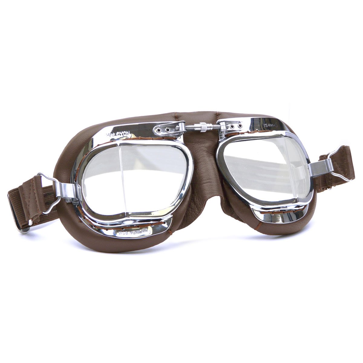 Yasirona Zmaomaoy HDM Products Mk49 Leather Motorcycle Goggle for Open Face Helmets Brown-L8