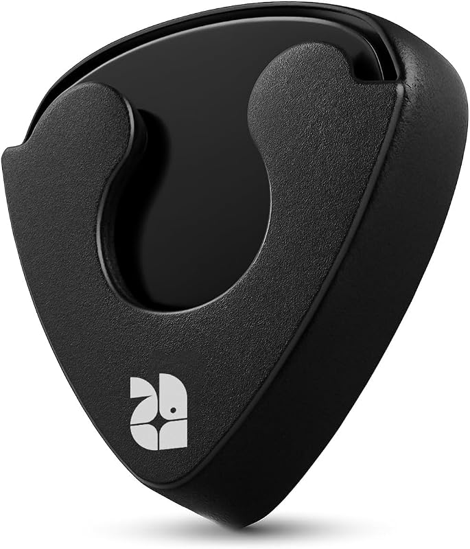 Spring Loaded Guitar Pick Holder for Acoustic Electric Bass | Black Stick On ABS Pick Holder to Attach to Guitar, Adhesive Pick Case Stores Standard Teardrop Picks for Practice Lessons