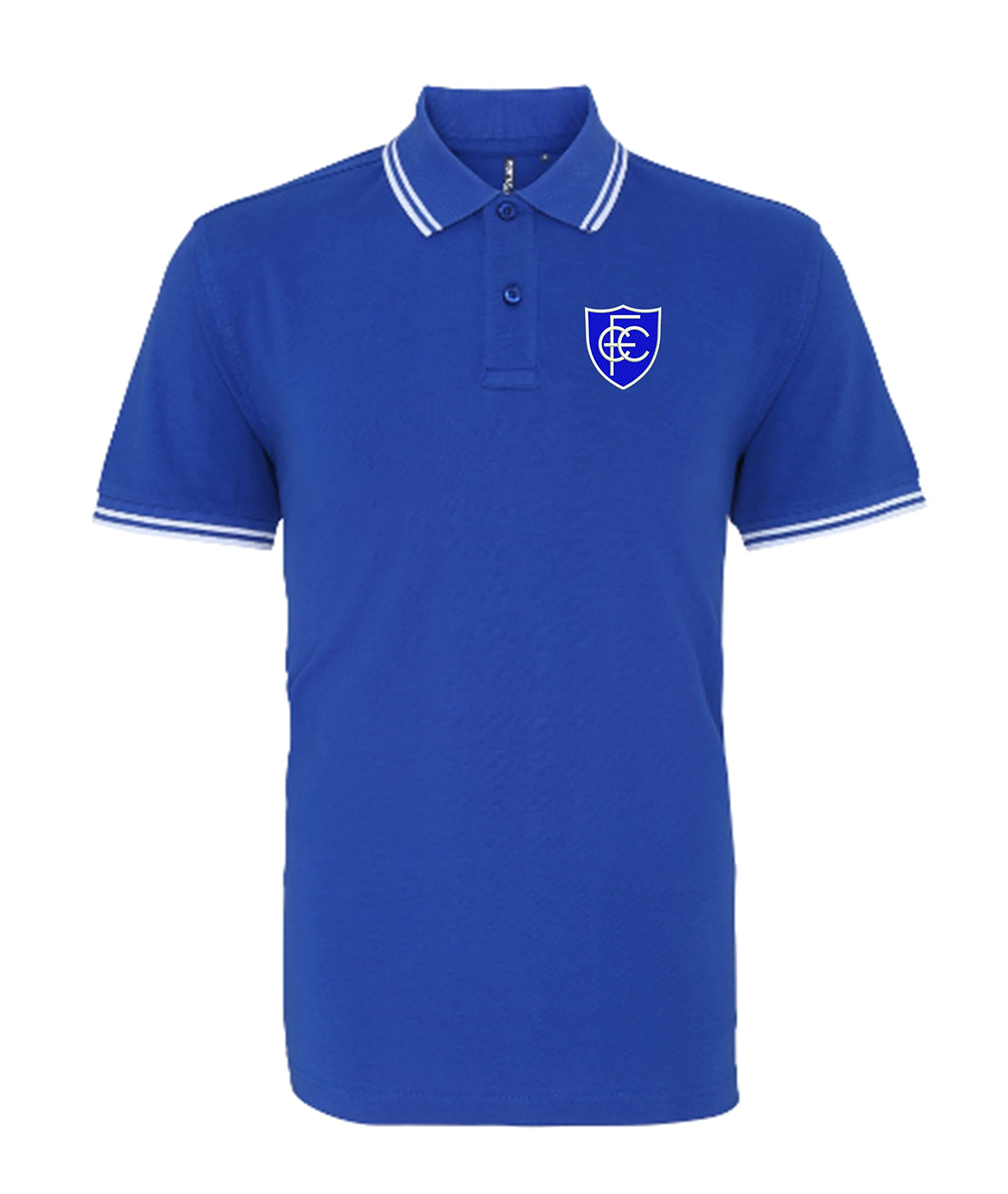 Chesterfield 1950s Retro Football Iconic Polo Embroidered Logo Royal/White