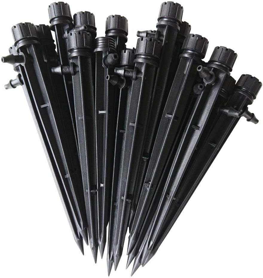50pcs Adjustable Irrigation Drippers, Drip Emitters Perfect for 4/7mm Tube PE Pipe, Adjustable 360 Degree Water Flow Drip Irrigation System for Flower beds, Vegetable Gardens, Herbs Gardens.