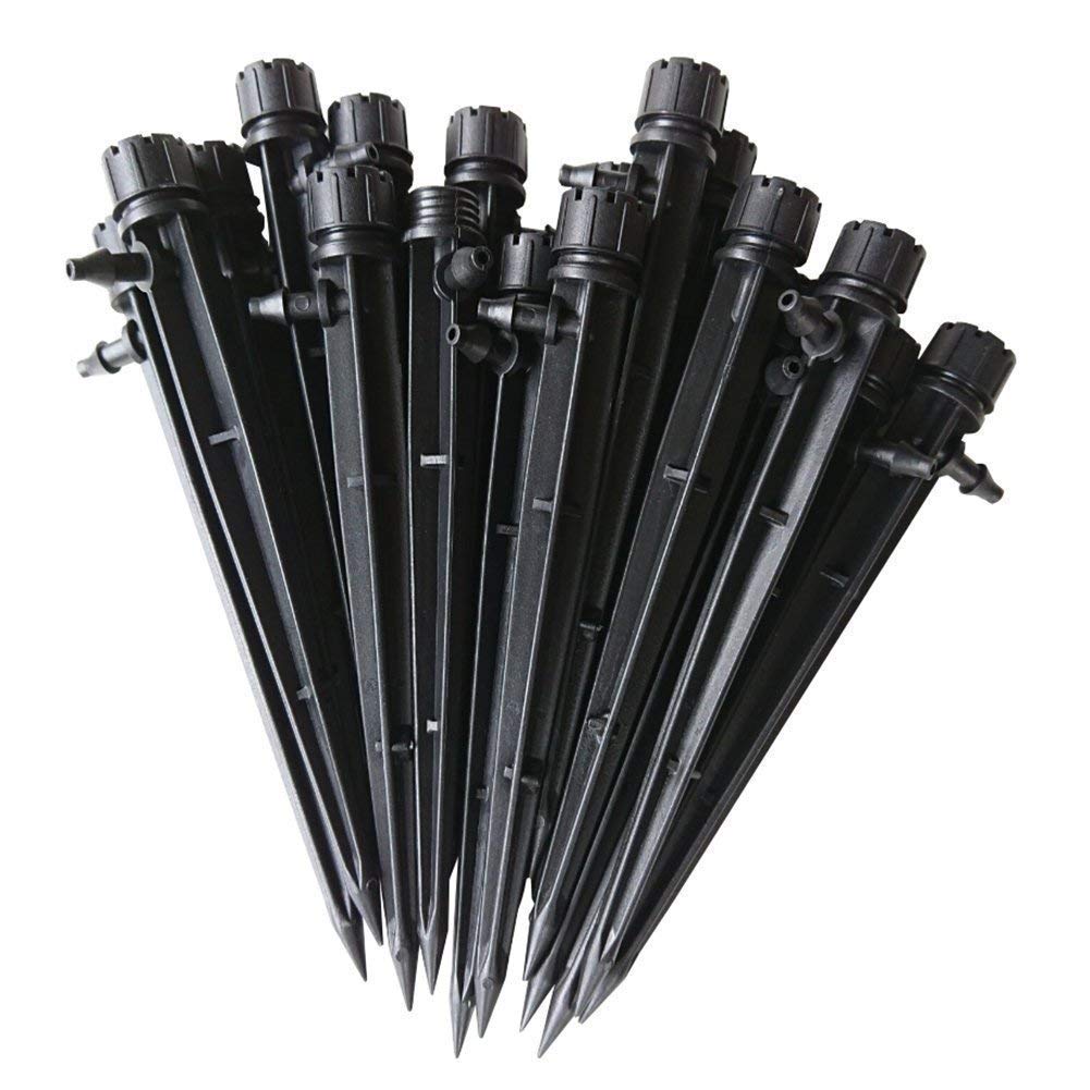 50pcs Adjustable Irrigation Drippers, Drip Emitters Perfect for 4/7mm Tube PE Pipe, Adjustable 360 Degree Water Flow Drip Irrigation System for Flower beds, Vegetable Gardens, Herbs Gardens.
