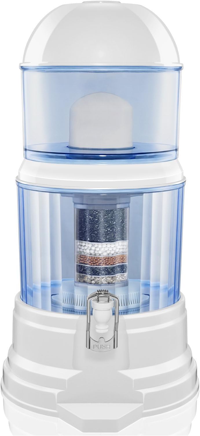 LeDoux Waters Water Filter Dispenser-64Cup Large 4Gallon Countertop Filter System Transform Tap Water to Premium Crystal Clear Alkaline Mineral Drinking Water-Exclusive 8Step Purification System