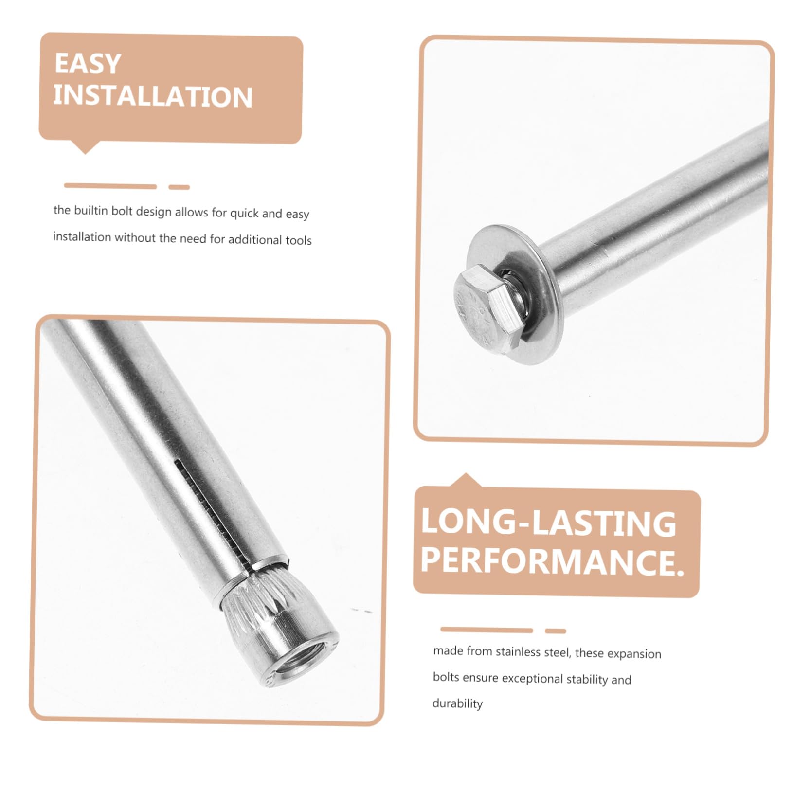 20 Pcs Tornillos de Expansión de Acero Inoxidable, Perno de Alta Resistencia Manguito Interno, Perno de Expansión Hexagonal para Fijación en Construcciones y Reparaciones