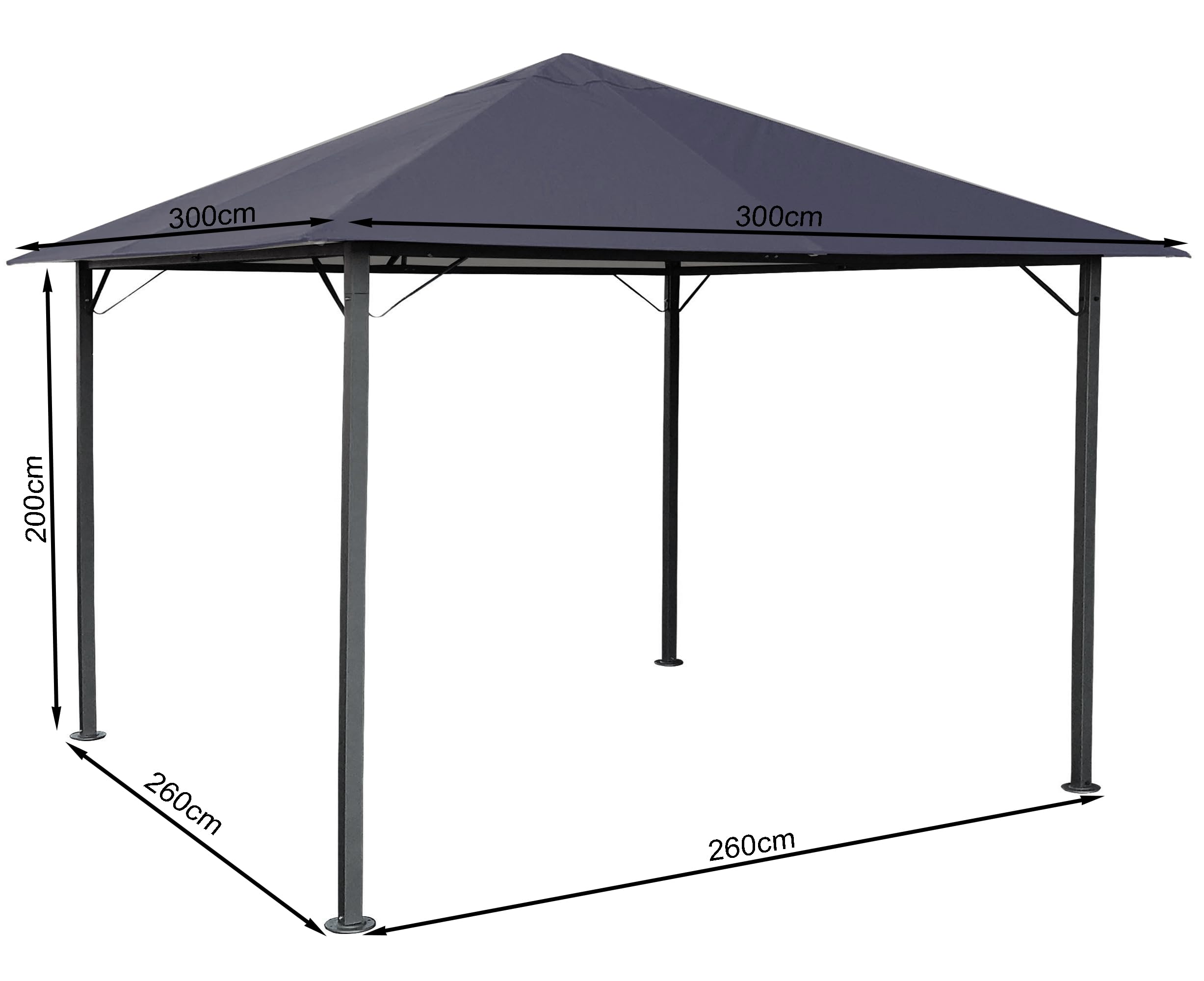 QUICK STAR Metalowy pawilon ogrodowy Nizza 3 x 3 m antyczny namiot imprezowy szary RAL 7012 z 4 cz??ciami bocznymi