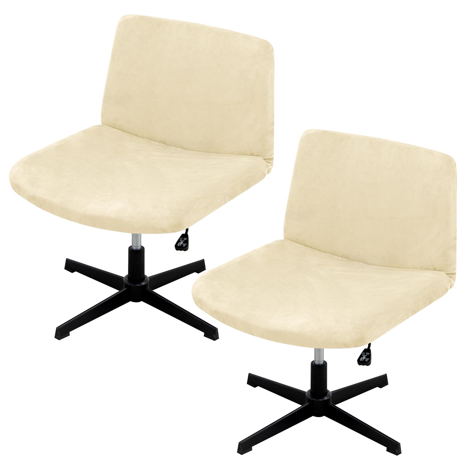 WeldomcorArmless Chair Covers 2 Pack Stretch Office Criss Cross Chair Seat Cover, Modern Chair Cushion Slipcovers Removable Washable Seat Protector for Computer Desk Chairs Home Decor (Beige)