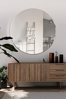 Comprar MirrorOutlet YC094 Espejo Redondo de diseño clásico Biselado de Cristal 100 x 100 cm, sin Marco