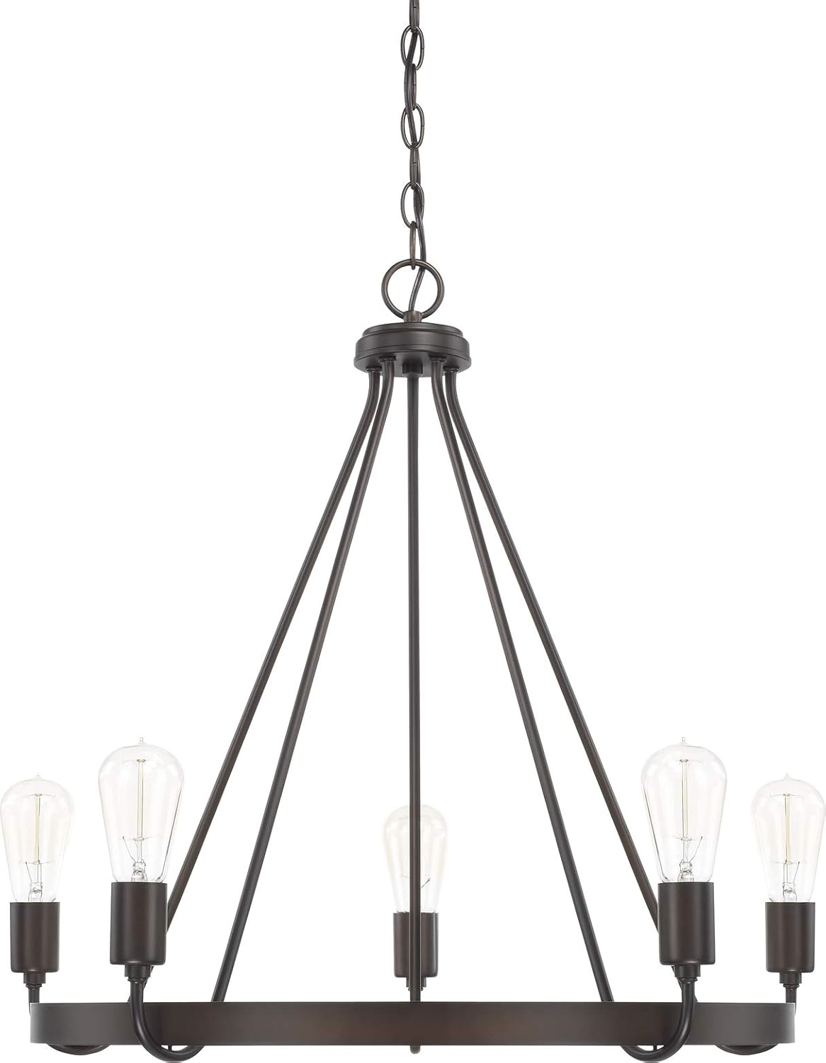 HomePlace by Capital Lighting 420061MB Tanner Urban/Industrial Round Chandelier, 5-Light 500 Total Watts, 25" H x 27" W, Matte Black