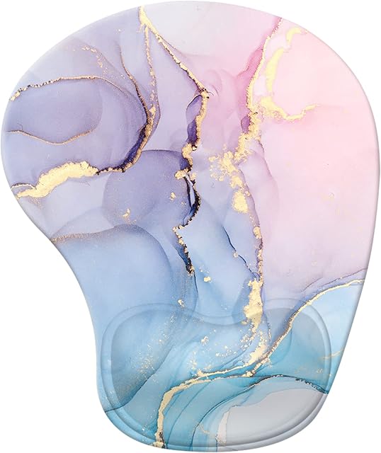 iCasso Mouse Mat Wrist Support, Ergonomic Memory Foam Mouse Wrist Rest Support, Non-Slip Rubber Base Mousepad for Laptop Home Office Gaming Working Easy Typing and Pain Relief - Watercolor Marble
