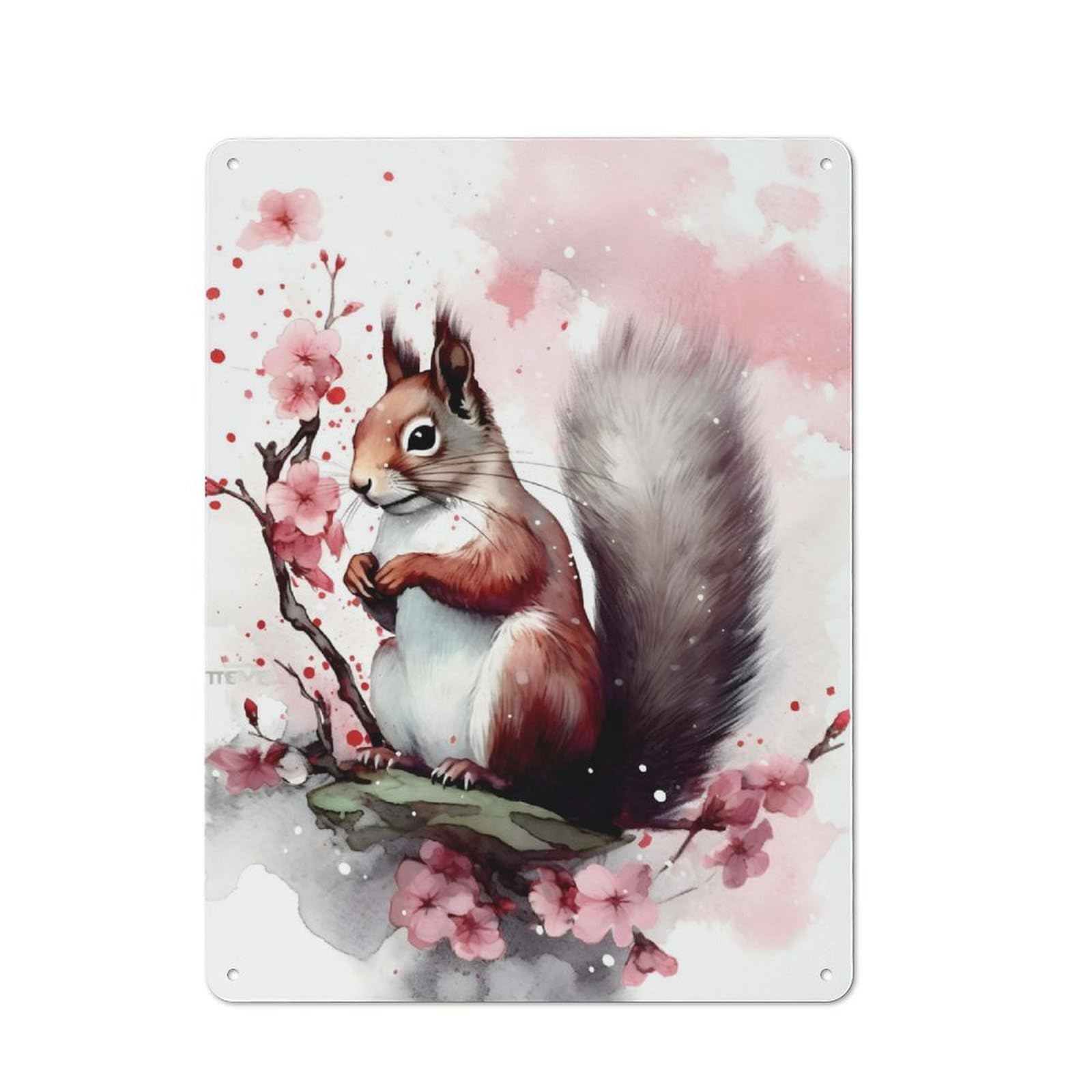 Vintage Tin Sign with Squirrel Design 40x30cm, Nostalgic Nostalgic Wall Art for Living Room, Hallway, Kitchen Or Cafe