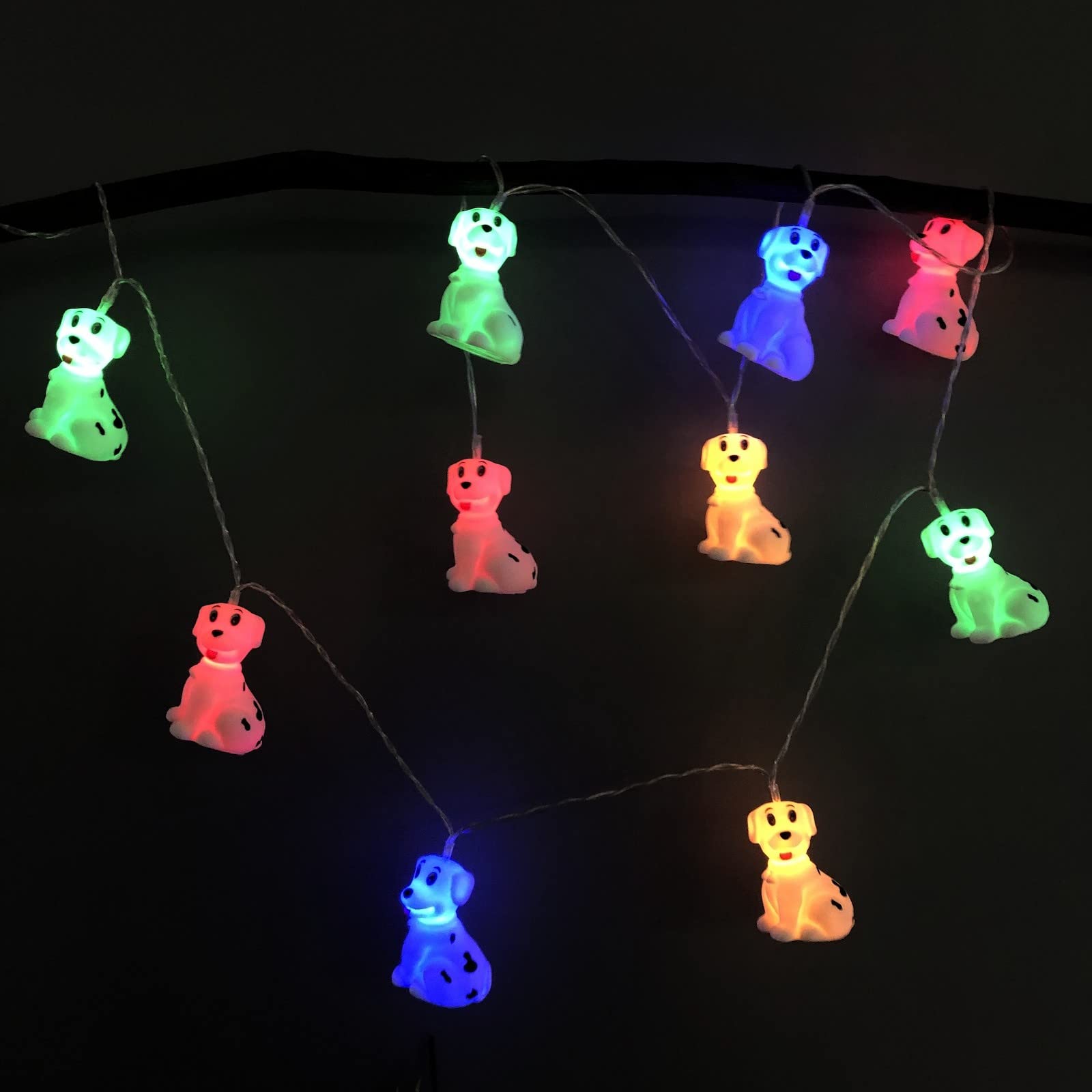 Cute Animal Spotty Dog Shape Fairy String Lights Battery Powered Night Light for Halloween Christmas Thanksgiving Tree Decorative Home Party Children Kids Bedroom Decoration (3m/20led, Colorful)