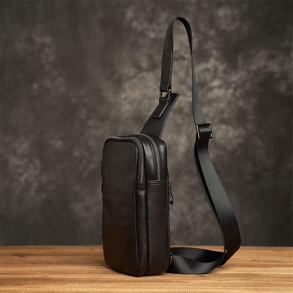 Genuine Leather Men's Chest Bag Waist Bag Messenger Bag Shoulder Bag Casual Cow Leather Trendy Men's Bag Designer Bag