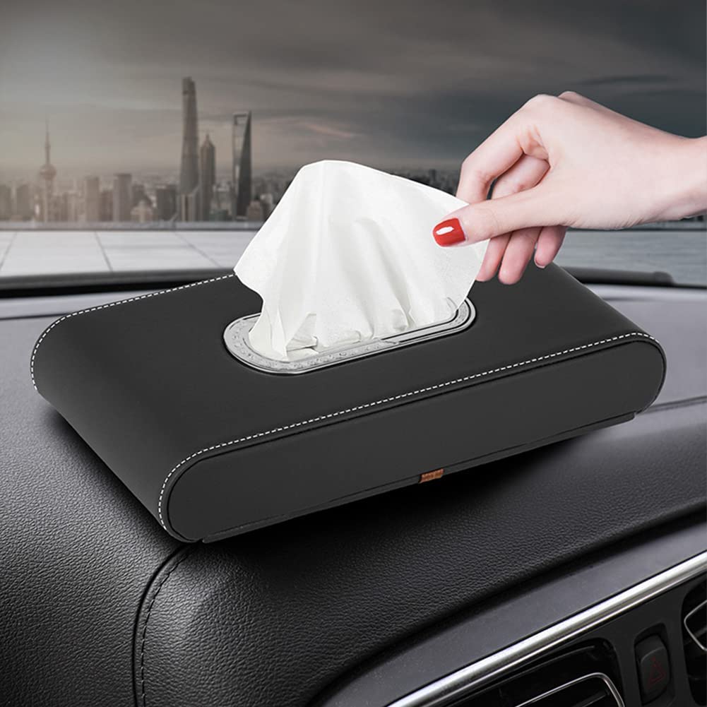 Porta fazzoletti per auto in pelle PU Porta fazzoletti per visiera parasole per auto Appendere fermagli per asciugamani di carta Porta tovaglioli per auto Decorazioni per interni