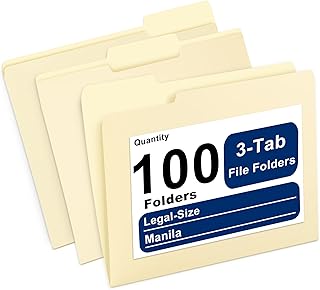 Manila File Folder,Manila Folder 8.5x11,Manilla Folders Letter Size,100 Per Box,1/3 Cut Tabs Folder for School,Office,and Home Organization