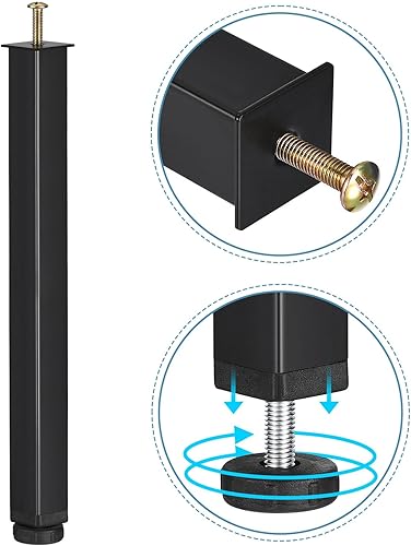 Miniatura 11 de uxcell 4 patas de soporte de marco de cama de altura ajustable, soporte de riel de cama, marco central de soporte para patas elevadoras Gris,Negro