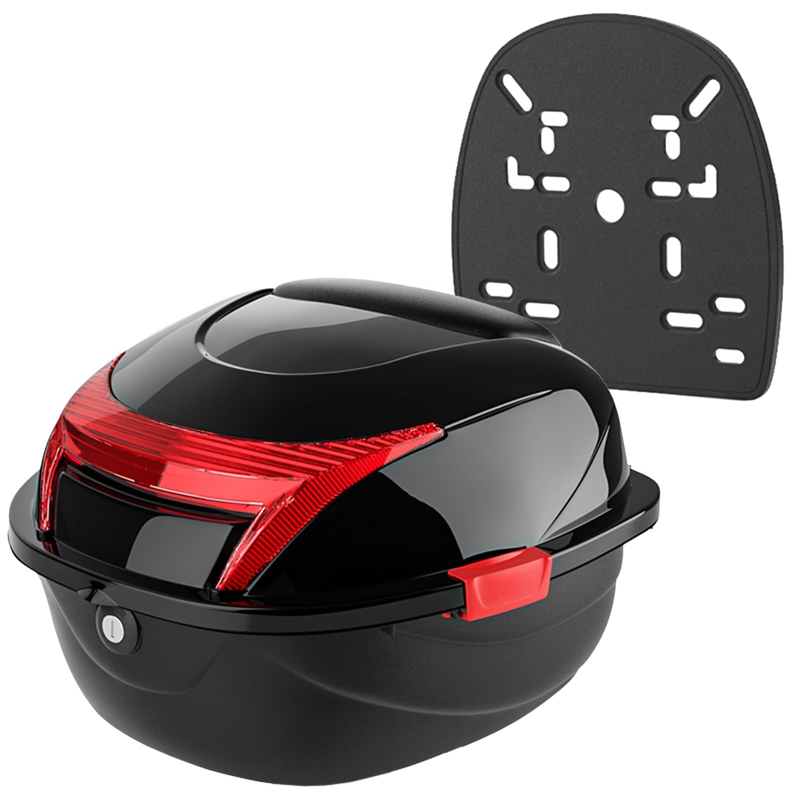 Generic Top Case Moto, 35L Coffre de Moto, Noir, Bleu, Blanc, Rouge, Gris Argenté, Bordeaux, Bleu Royal (Color : Noir)