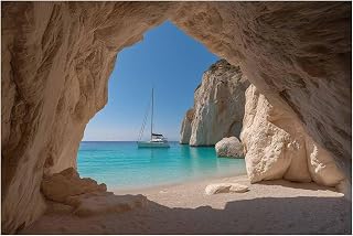 Serene Coastal View Art Posters Relaxing Beach Scene Nautical Photography for Living Room and Office Decor Ocean Waves Print-Unframed-12x18inch