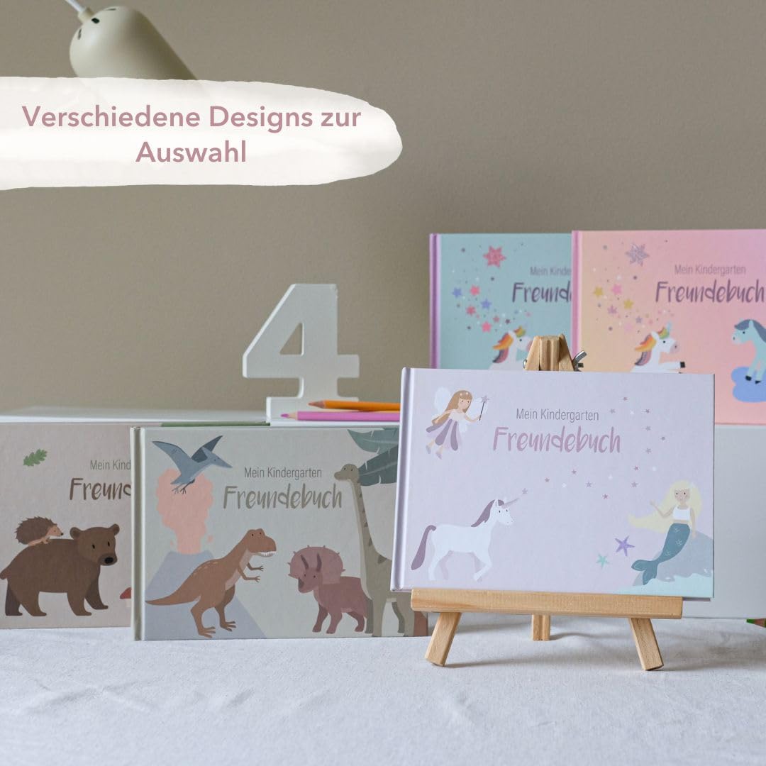 mintkind® Książka przyjaciół przedszkola, świat wróżek, księga przyjaźni dziewcząt i chłopców, książka z wróżkami, prezent na rozpoczęcie szkoły, książka pamiątkowa dla dzieci