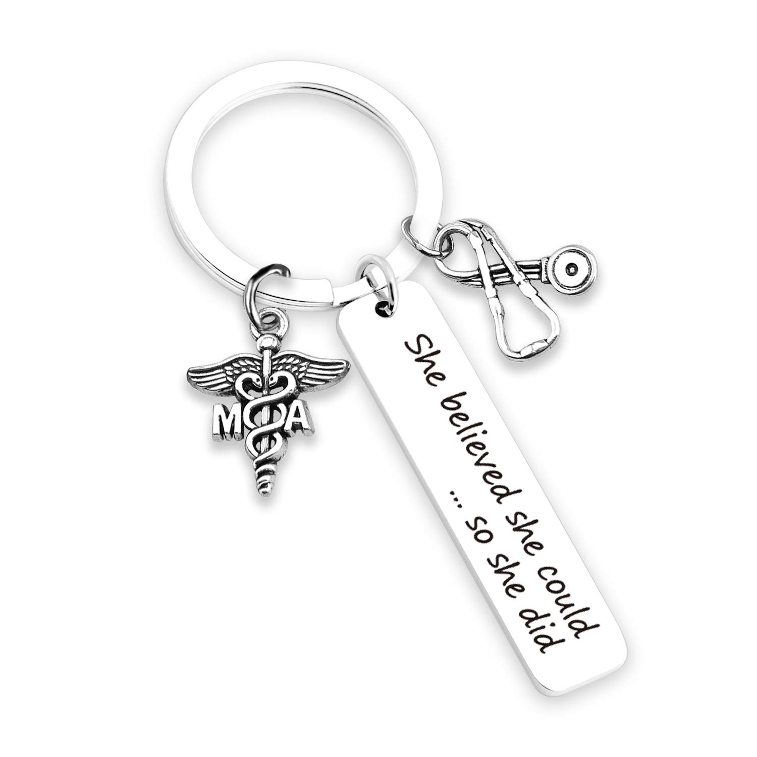 EIGSO Nurse Keychain Nurse Graduation Gift She Believed She Could So She Did RN LPN Gift Medical Student Gift