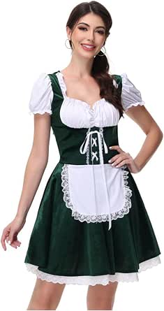 Dirndl Velours Femme 2 Pieces Costume Traditionnel Oktoberfest Robe Midi Tablier Dirndl Velours Femme Generisch - Costume Traditionnel Oktoberfest 2 Pièces Costume Oktoberfest Femme