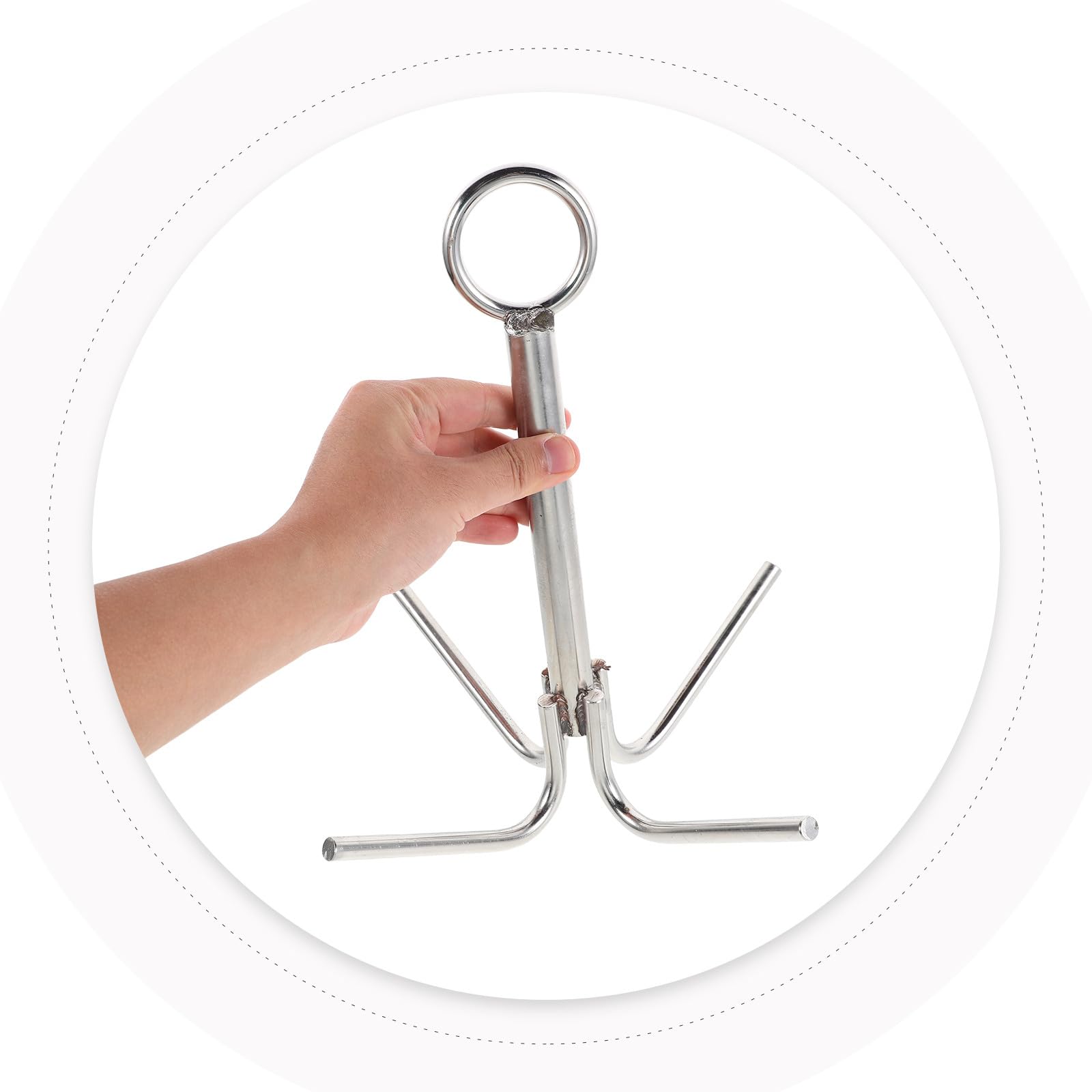 Cabilock Ancla de Acero Inoxidable de 4 Puntas para Embarcaciones, Gancho de Anclaje Marino Resistente para y Pesca, Accesorio de Amarre Seguro para Uso en Pontones y Navegación