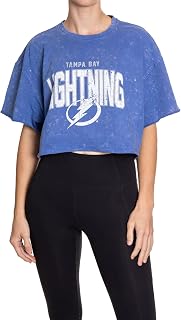 Calhoun NHL Surf & Skate Womens Oversize Drop Shoulder Acid Wash Cropped T-Shirt