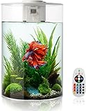 ABESTFISH Smart Betta Fish Tank 3 Gallon Aquarium Starter kit self Cleaning with Filter LED Light (17 Color Choices), 360 View Aquarium for Small Fish, Kids, Home, Office & Gifts