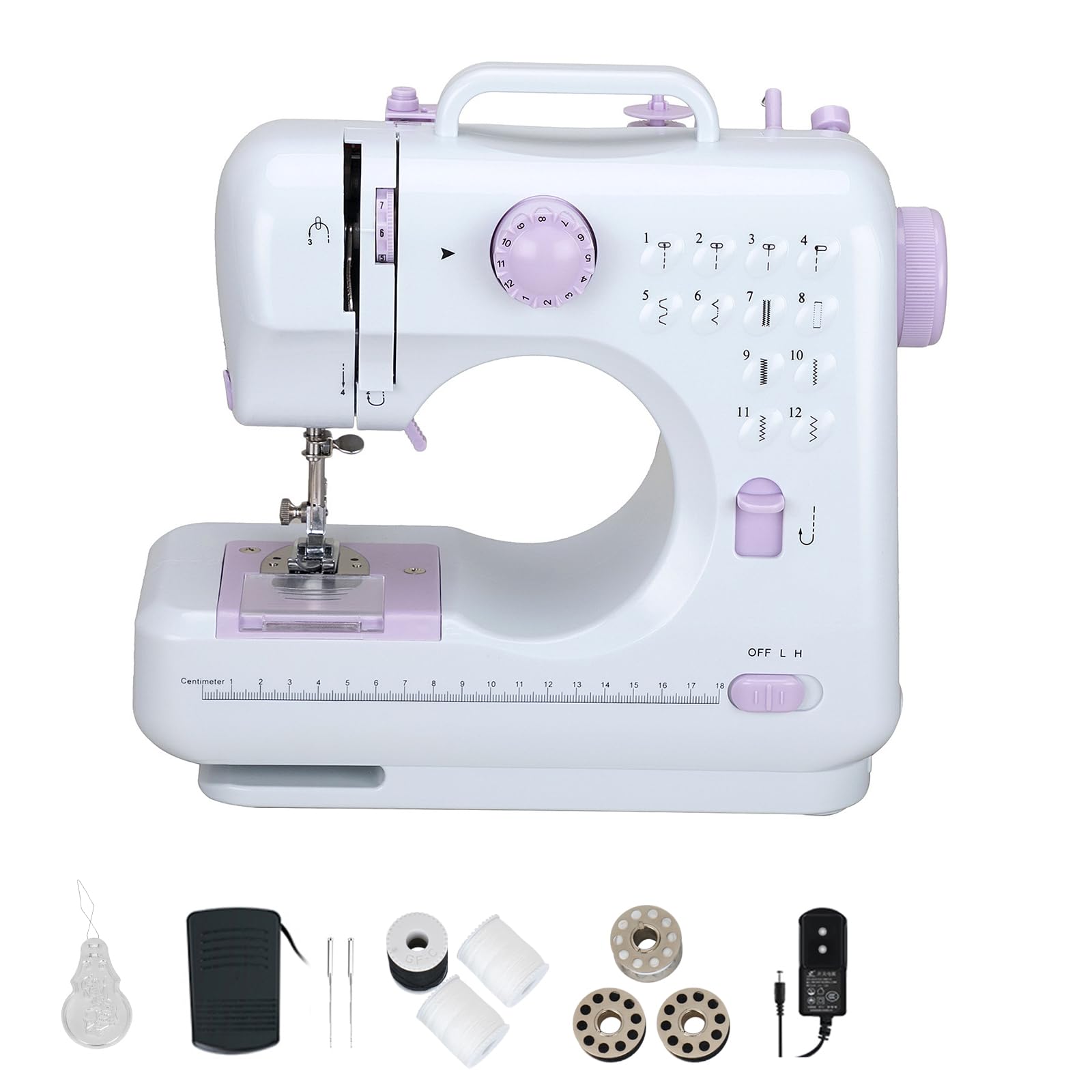 Macchina da cucire, mini macchina da cucire elettrica per uso domestico, 505 A, 12 aghi, EU 220 V, adatta per principianti