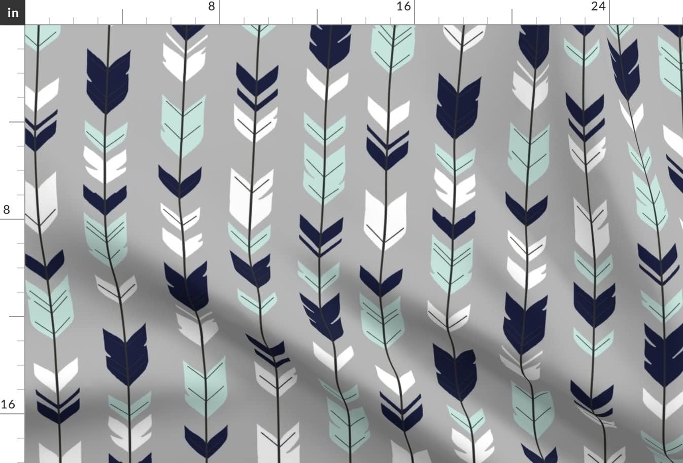 Spoonflower Fabric - Arrows, Feather, Navy Mint White, Woodland, Boho, Nursery, Boy, Printed on Upholstery Velvet Fabric Fat Quarter - Upholstery Home Decor Bottomweight Apparel